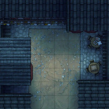 Modular Japanese Alleys & Streets Tileset Battlemap - overhead view tiled courtyard - Digital, Foundry VTT, Print