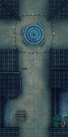 Modular Japanese Alleys & Streets Tileset Battlemap - overhead view town square - Digital, Foundry VTT, Print