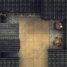 Modular Japanese Alleys & Streets Tileset Battlemap - rooftop battle map - Digital, Foundry VTT, Print
