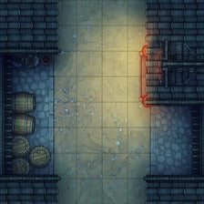 Modular Japanese Alleys & Streets Tileset Battlemap - stacked wooden barrels - Digital, Foundry VTT, Print