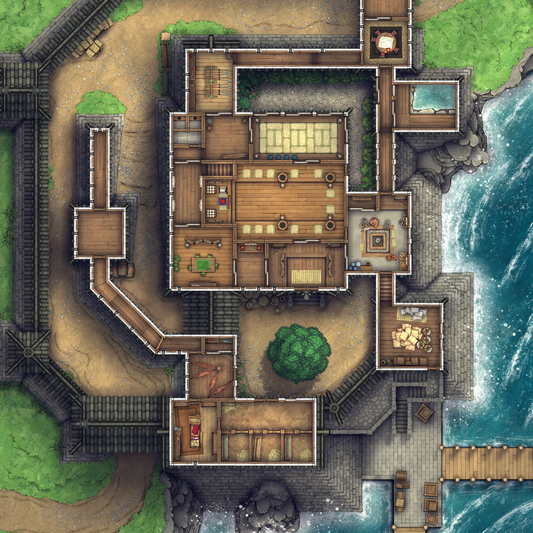 Modular Japanese Castle Interiors Battlemap - detailed floor plan - Digital, Foundry VTT, Print