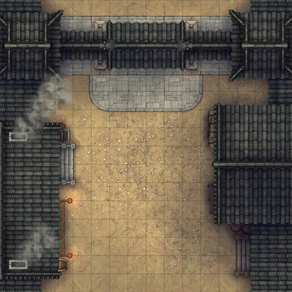 Modular Japanese City Streets Tileset Battlemap - asian-themed town square - Digital, Foundry VTT, Print