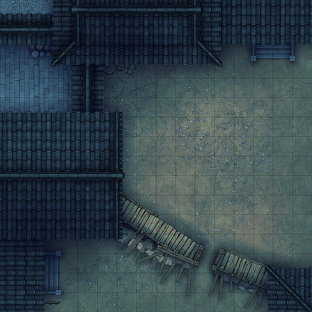Modular Japanese City Streets Tileset Battlemap - overhead view dilapidated town - Digital, Foundry VTT, Print
