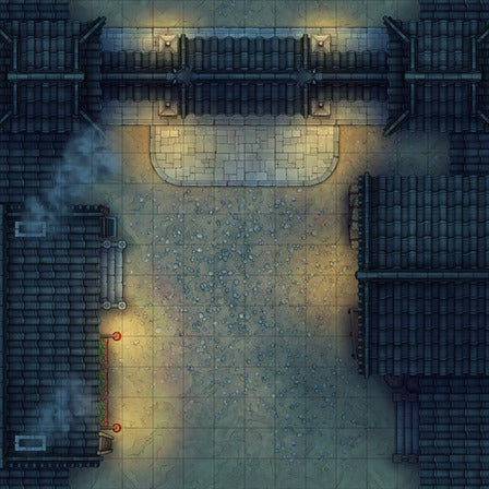 Modular Japanese City Streets Tileset Battlemap - overhead view cobblestone town square - Digital, Foundry VTT, Print