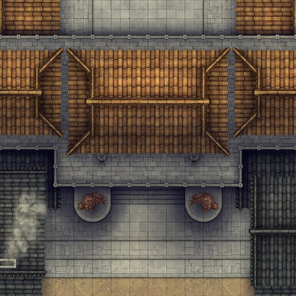 Modular Japanese City Streets Tileset Battlemap - overhead view complex - Digital, Foundry VTT, Print