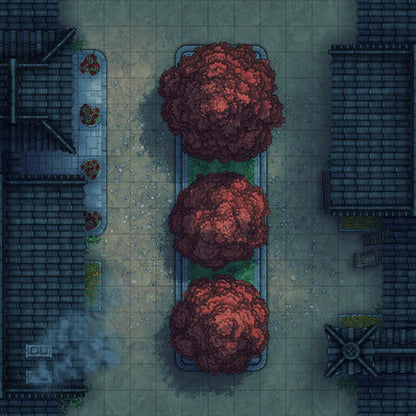 Modular Japanese City Streets Tileset Battlemap - overhead view city street - Digital, Foundry VTT, Print