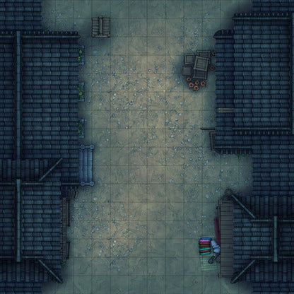 Modular Japanese City Streets Tileset Battlemap - overhead view town square - Digital, Foundry VTT, Print