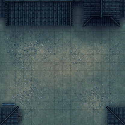 Modular Japanese City Streets Tileset Battlemap - tiled courtyard roof overhangs - Digital, Foundry VTT, Print