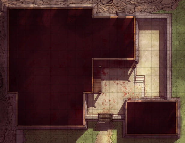 Modular Ninja Dojo & Japanese Room Tileset Battlemap - bloodstained dungeon map - Digital, Foundry VTT, Print