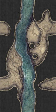 Modular Thousand-Statue Caves Tileset Battlemap - cave map river - Digital, Foundry VTT, Print