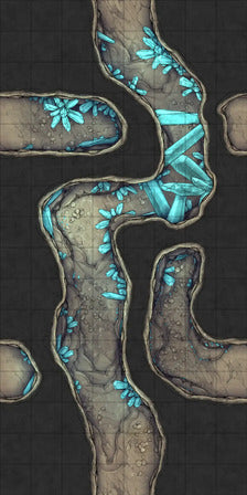 Modular Thousand-Statue Caves Tileset Battlemap - crystal-filled cave passage - Digital, Foundry VTT, Print