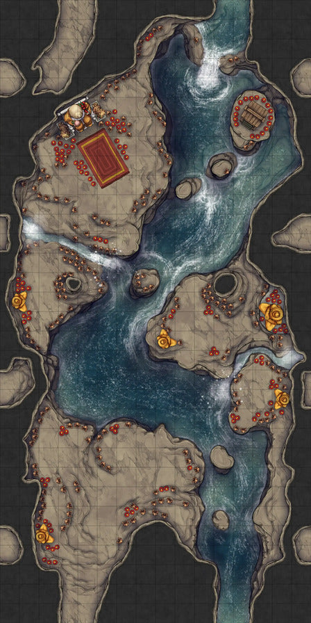 Modular Thousand-Statue Caves Tileset Battlemap - fantasy cave map - Digital, Foundry VTT, Print