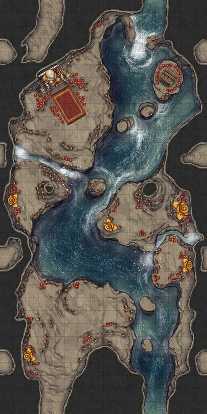 Modular Thousand-Statue Caves Tileset Battlemap - fantasy cave map - Digital, Foundry VTT, Print