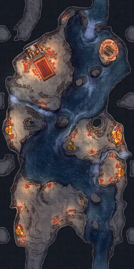 Modular Thousand-Statue Caves Tileset Battlemap - fantasy cave map - Digital, Foundry VTT, Print