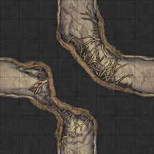 Modular Thousand-Statue Caves Tileset Battlemap - intertwined root-filled tunnels - Digital, Foundry VTT, Print