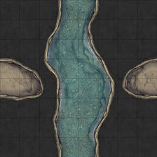 Modular Thousand-Statue Caves Tileset Battlemap - narrow river - Digital, Foundry VTT, Print