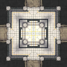 Modular Thousand-Statue Caves Tileset Battlemap - ornate multi-tiered square-shaped dungeon map - Digital, Foundry VTT,