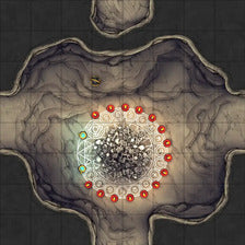 Modular Thousand-Statue Caves Tileset Battlemap - runic circle rubble - Digital, Foundry VTT, Print