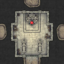 Modular Thousand-Statue Caves Tileset Battlemap - stone altar red gem - Digital, Foundry VTT, Print