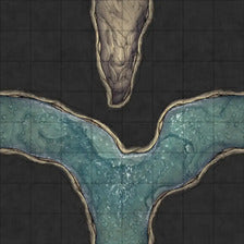 Modular Thousand-Statue Caves Tileset Battlemap - water-filled cave intersection - Digital, Foundry VTT, Print
