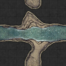 Modular Thousand-Statue Caves Tileset Battlemap - water-filled cave intersection - Digital, Foundry VTT, Print