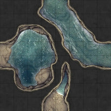 Modular Thousand-Statue Caves Tileset Battlemap - water-filled cave map - Digital, Foundry VTT, Print