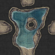 Modular Thousand-Statue Caves Tileset Battlemap - water-filled cavern central island - Digital, Foundry VTT, Print