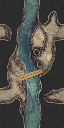 Modular Thousand-Statue Caves Tileset Battlemap - wooden bridge - Digital, Foundry VTT, Print