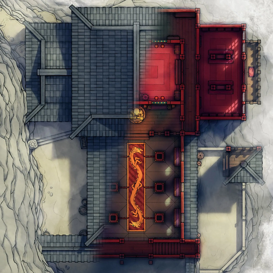 Mountain Monk Monastery Battlemap - overhead view - Digital, Foundry VTT, Print