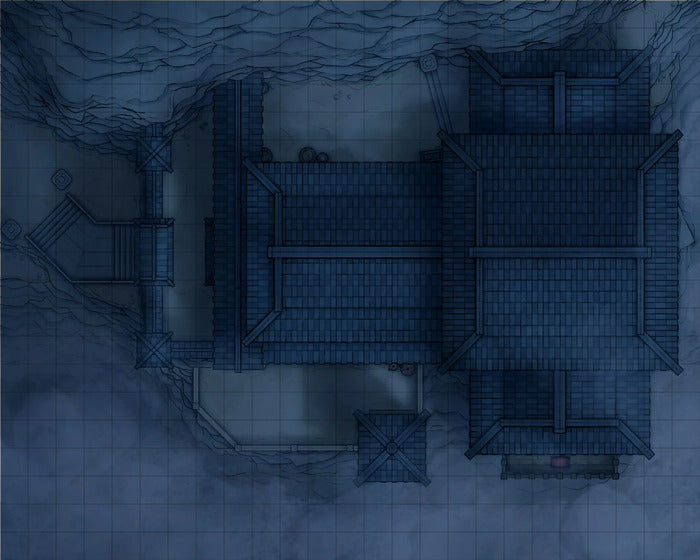 Mountain Monk Monastery Battlemap - overhead view complex - Digital, Foundry VTT, Print