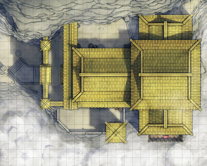 Mountain Monk Monastery Battlemap - overhead view multi-tiered asian-style complex - Digital, Foundry VTT, Print
