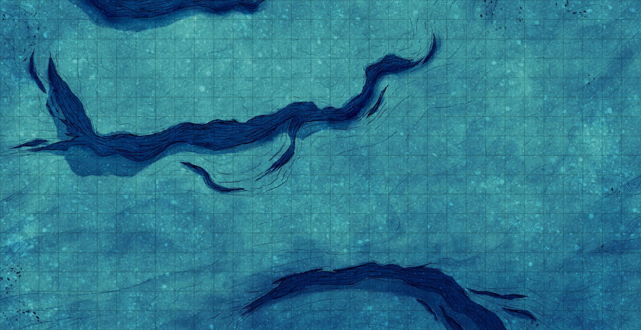 Old Mountain Ruins Battlemap - blue-toned fantasy map - Digital, Foundry VTT, Print