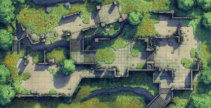 Old Mountain Ruins Battlemap - overgrown stone ruins - Digital, Foundry VTT, Print