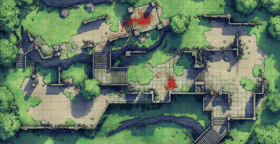 Old Mountain Ruins Battlemap - ruined stone structure - Digital, Foundry VTT, Print