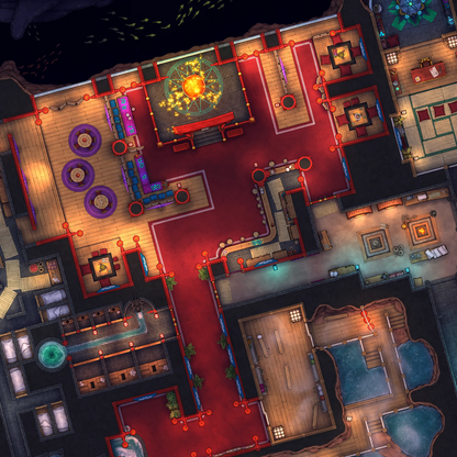 Oni Pleasure Palace Bundle Battlemap - red gold ornate carpet runner - Digital, Foundry VTT, Print