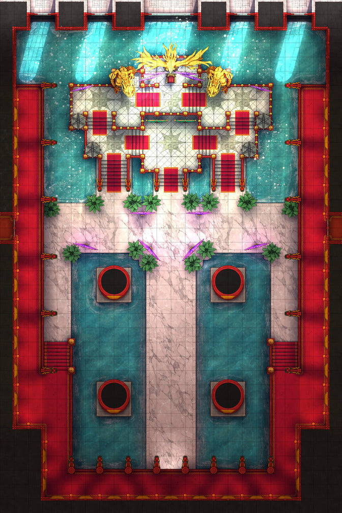 Phoenix King’s Throne Room Battlemap - elaborate fantasy palace map - Digital, Foundry VTT, Print