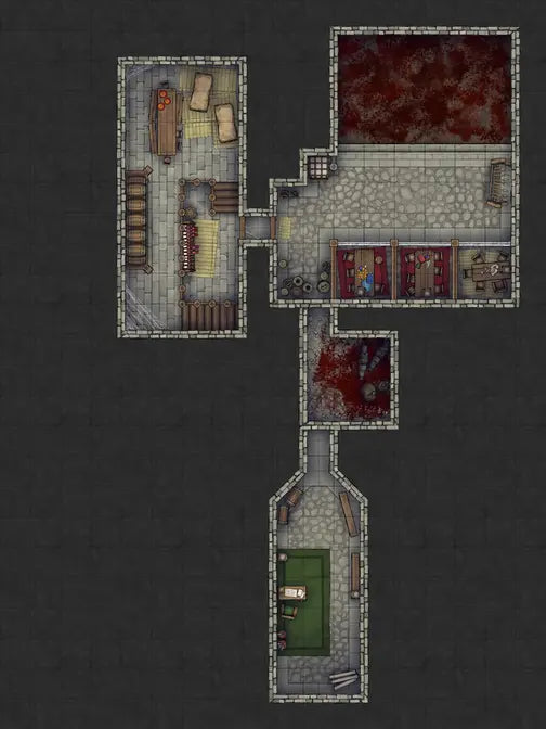 Silk Pony Inn Battlemap - dungeon map bloodstains - Digital, Foundry VTT, Print