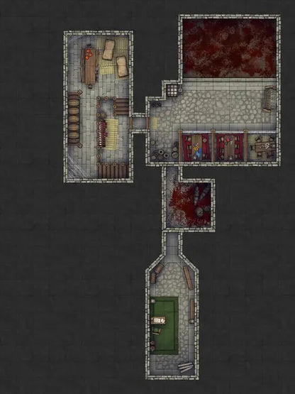 Silk Pony Inn Battlemap - dungeon map bloodstains - Digital, Foundry VTT, Print