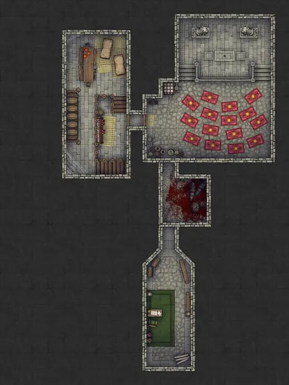 Silk Pony Inn Battlemap - dungeon map multiple rooms - Digital, Foundry VTT, Print