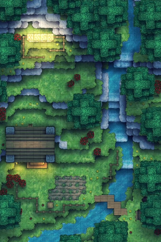 Stuck in a Square World Battlemap - forested battle map - Digital, Foundry VTT, Print