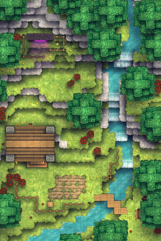 Stuck in a Square World Battlemap - overhead view fantasy map - Digital, Foundry VTT, Print