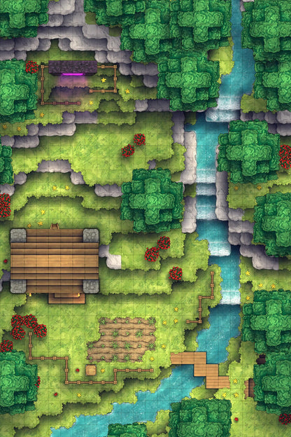 Stuck in a Square World Battlemap - overhead view fantasy map - Digital, Foundry VTT, Print