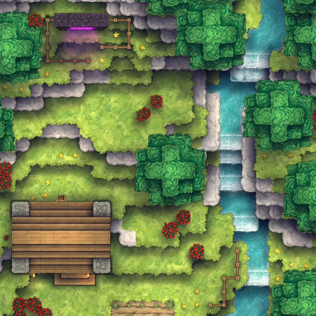 Stuck in a Square World Battlemap - top-down fantasy landscape - Digital, Foundry VTT, Print