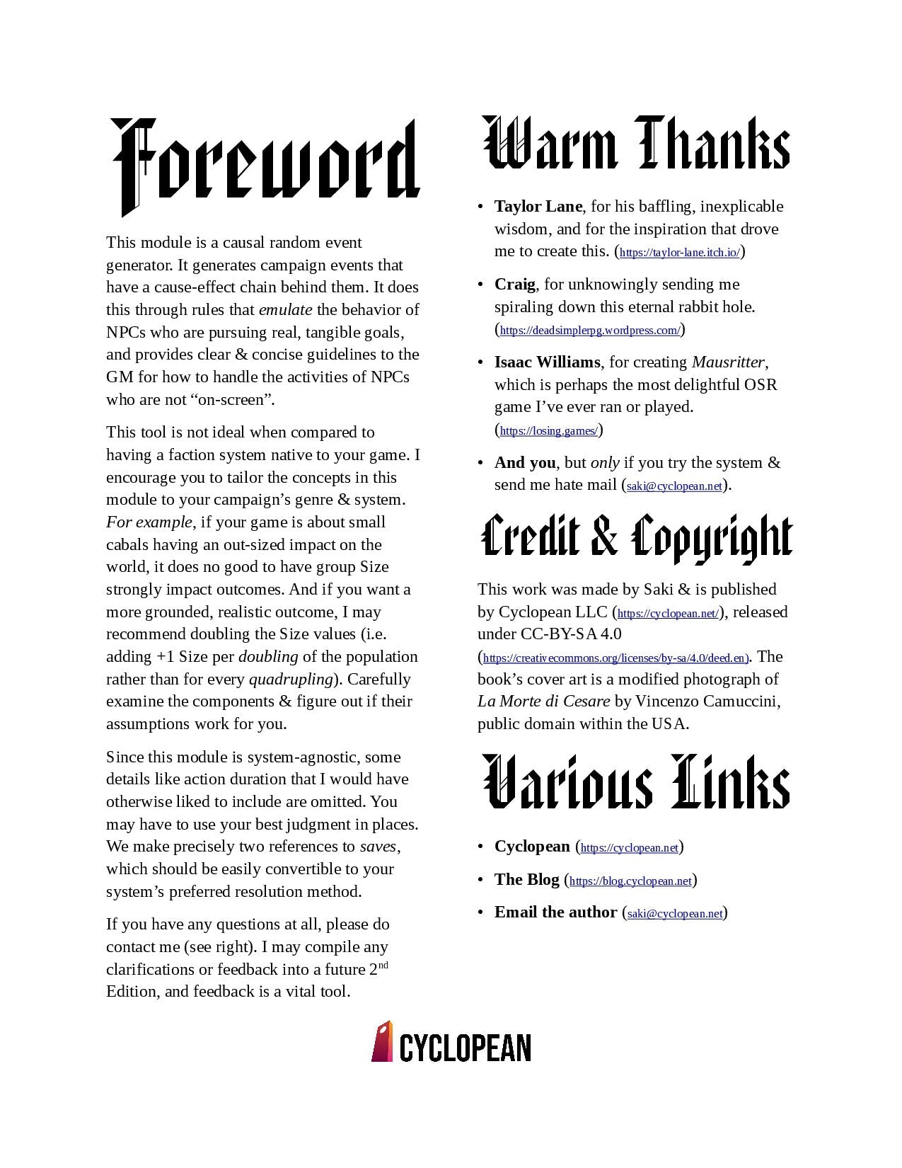 The Faction Machine Supplement - game module text - System: OSR, Universal