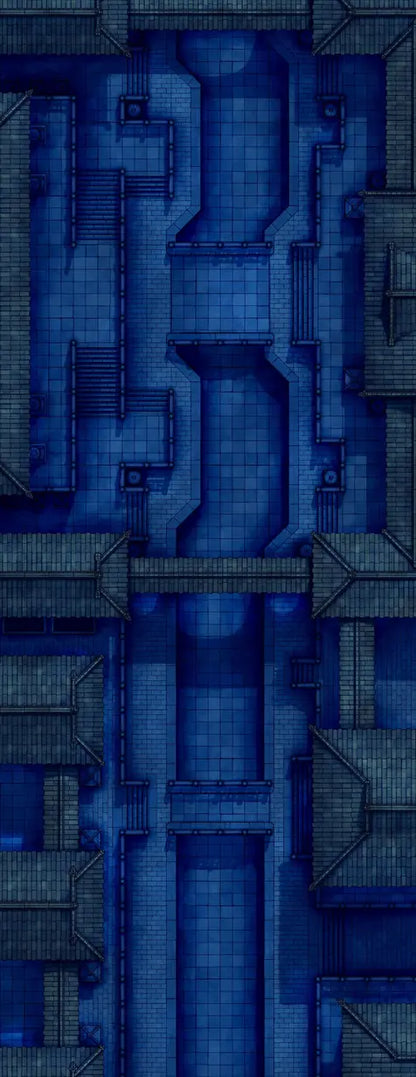 The Forbidden City Battlemap - blue-toned dungeon map - Digital, Foundry VTT, Print
