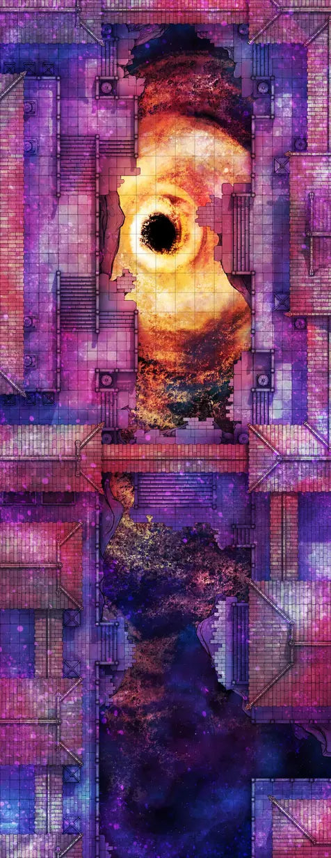 The Forbidden City Battlemap - surreal cityscape cosmic rift - Digital, Foundry VTT, Print