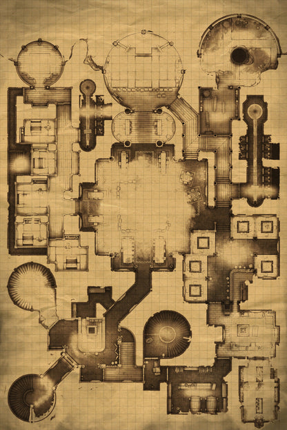 Underworld Oni Pleasure Palace (Part 1) Battlemap - detailed dungeon map - Digital, Foundry VTT, Print
