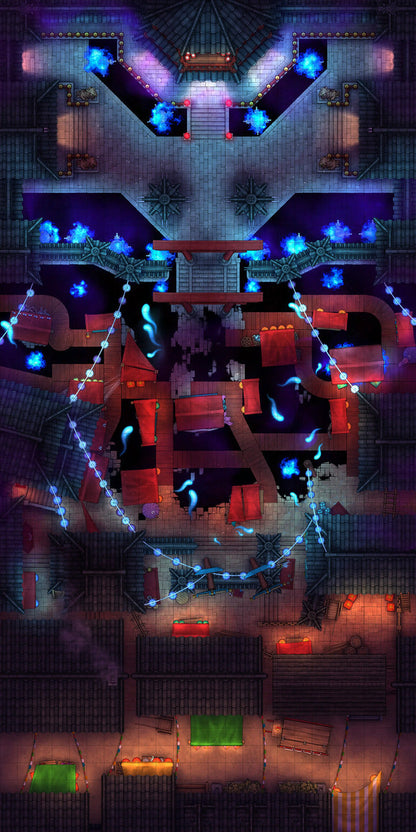 Youkai Night Market & Spirit Realm Entrance Battlemap - fantasy city map - Digital, Foundry VTT, Print